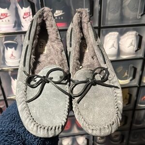 UGG Gray Suede Moccasin Slippers